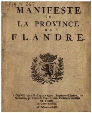 MANIFESTE DE LA PROVINCE DE FLANDRE