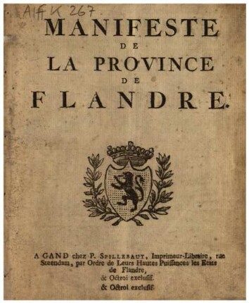 MANIFESTE DE LA PROVINCE DE FLANDRE