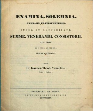 De loco Ptolemaei Geogr. III. 2.12 emendando, ubi de Philippopolis et Cabyles situ agitur : Examina solemnia gymnasii Francofurtensis