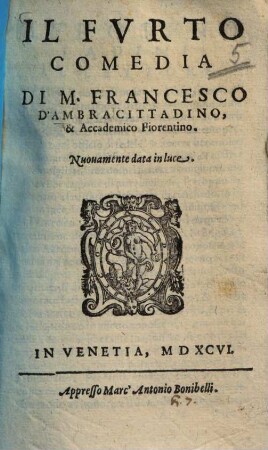Il furto : Comedia