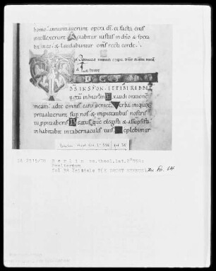 Psalter aus Werden — Initialen T (e decet hymnus), Folio 38recto