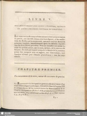 Livre V. Des Mouvements Des Corps Célestes, Autour De Leurs Propres Centres De Gravité