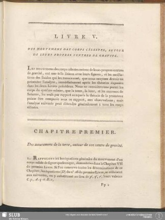 Livre V. Des Mouvements Des Corps Célestes, Autour De Leurs Propres Centres De Gravité