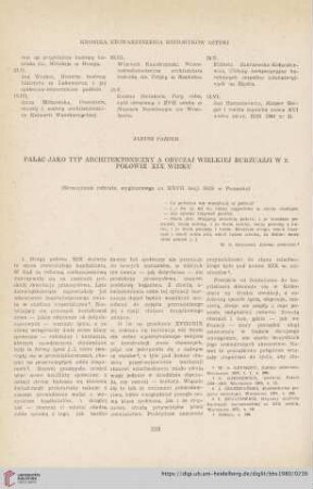 42: Pałac jako typ architektoniczny a obyczaj wielkiej burżuazji w 2. połowie XIX wieku