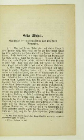 Erster Abschnitt. Grundzüge der mathematischen und physischen Geographie