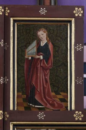 Passionsaltar — Madonna mit fünf Heiligen — Rechter Flügel: Georg, Apollonia und Cäcilia — Heilige Cäcilia