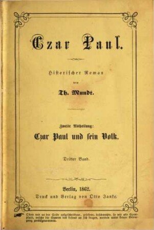 Czar Paul, 2,3. Czar Paul und sein Volk ; 3