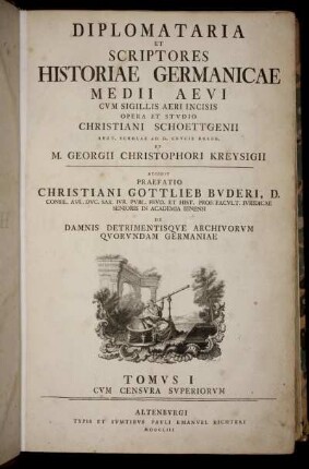 T.  Diplomataria Et Scriptores Historiae Germanicae Medii Aevi. Tomvs I