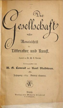 Die Gesellschaft : Münchener Halbmonatschrift. 5. 1889, Quartal 3