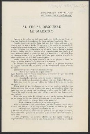 1924000400: Suplemento castellano de la revista "Création"