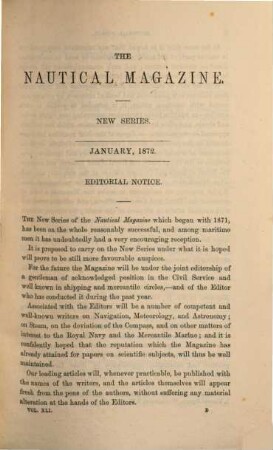 Nautical magazine : a magazine for those interested in ships and the sea. 41. 1872