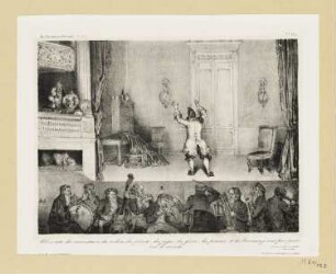 Allons vite, des commissaires..., aus: "La caricature: revue morale, judiciaire, littéraire, artistique, fashionable et scénique", Paris 1833