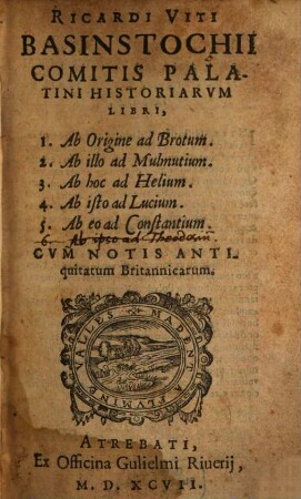 Bastinstochii comitis Palatini historiarum libri