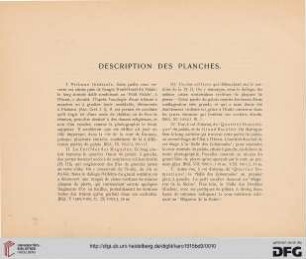 Description des planches