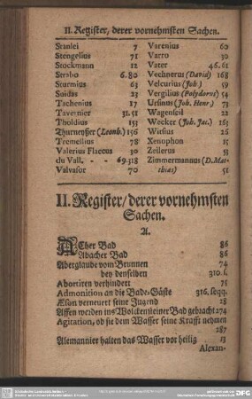 II. Register, derer vornehmsten Sachen