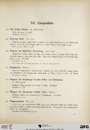 XII. Glasgemälde (Nr. 460-469)