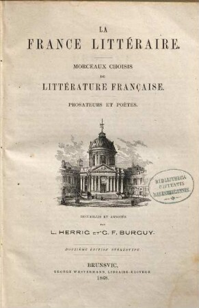 La France littéraire : morceaux choisis de littérature française