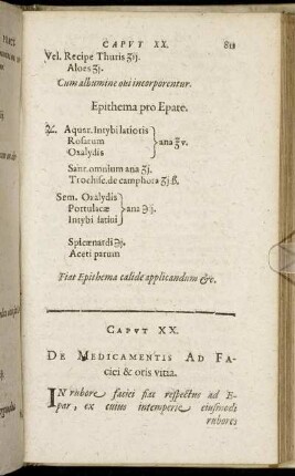 Caput XX. De Medicamentis Ad Facici & oris vitia.