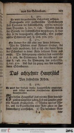 Das achtzehnte Hauptstück von besondern Reden