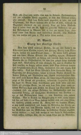 17. April. Georg der Bärtige stirbt