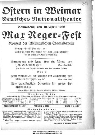 Max Reger-Fest Konzert