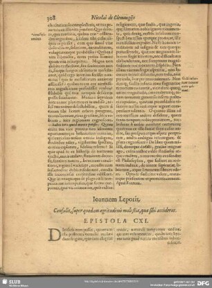 Joannem Leporis. Consulit, super quadam aegritudinis molestia, quae sibi acciderat. Epistola CXI.