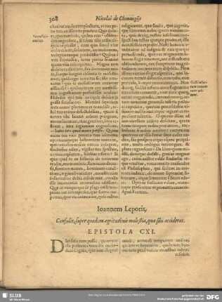 Joannem Leporis. Consulit, super quadam aegritudinis molestia, quae sibi acciderat. Epistola CXI.