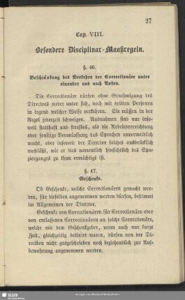 Cap. VIII. Besondere Disciplinar-Maaßregeln