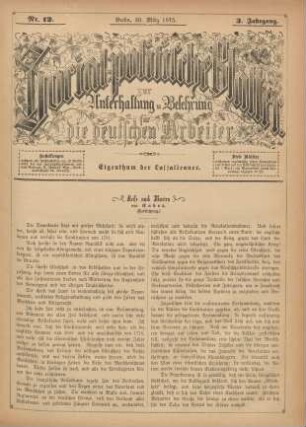 Nr. 12. Berlin, 20. März 1875. 3. Jahrgang.