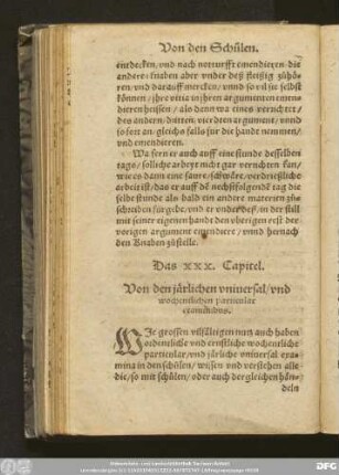 Das XXX. Capitel. Von den järlichen universal/ und wochentlichen particular examinibus.