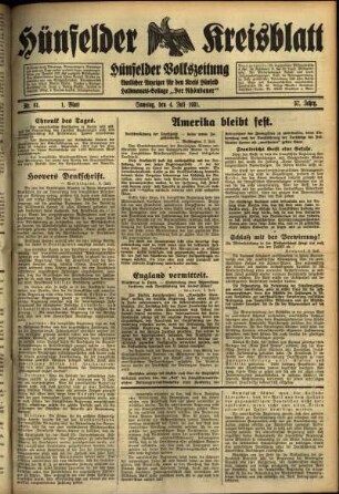 Erste Ausgabe vom Samstag, den 04. Juli 1931.