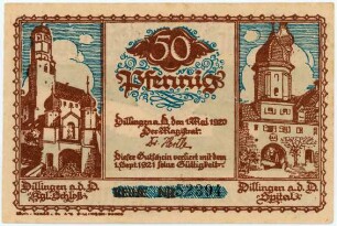 Geldschein / Notgeld, 50 Pfennig, 1.5.1920
