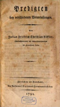 Predigten bei verschiedenen Veranlassungen