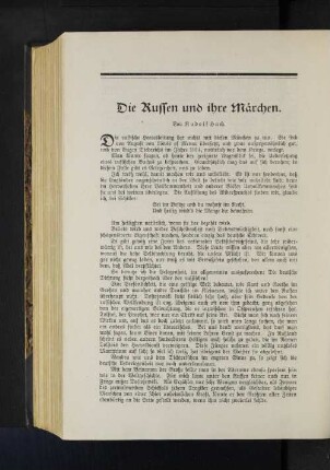 Die Russen und ihre Märchen. Von Rudolf Huch.