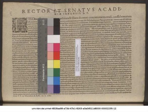 Rector Et Senatvs Academiæ Ienensis S. P.