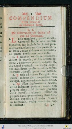 Compendium ritus fervandi in lectione sacri.