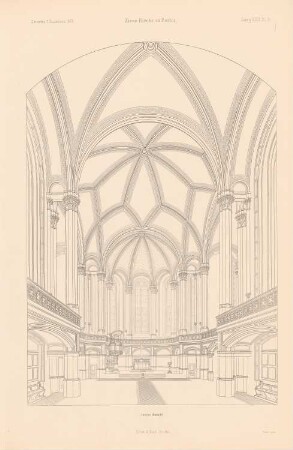 Zionskirche, Berlin: Perspektivische Innenansicht (aus: Atlas zur Zeitschrift für Bauwesen, hrsg. v. G. Erbkam, Jg. 23, 1873)