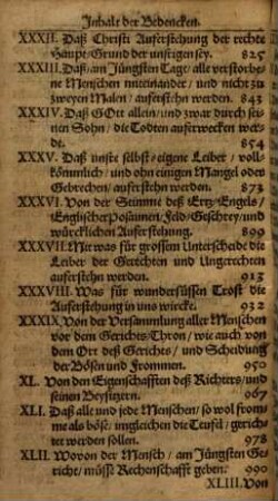 Die Letzte Rechenschafft Jeglicher und aller Menschen, abzulegen, Zu den Füssen der Ewigen Majestet : Jn vier und sechszig Bedenckungen Deß Sonderbaren Seelen-Gerichts, und Allmenschlichen End-Gerichts, abgehandelt: Darinn nechst ausführ- und gründlicher Versicherung der Gewißheit solcher Göttlichen Gerichte, das besondere Vorgericht der Seelen, samt ihrem Zustande zwischen dem zeitlichen Tode und ewigen Leben, die Beschaffenheit der Vorzeichen des Jüngsten Tages, die Erscheinung des majestetischen Richters, Auferweckung aller Todten, Vorfordrung aller Menschen und Teufel zu gerichtlicher Abrechnung, derselben entliche Verurtheil- und Einweisung zum ewigen Leben oder Tode, wie auch unsre nothwendige Anschickung zu solchem grossen Gerichte, erörtert wird