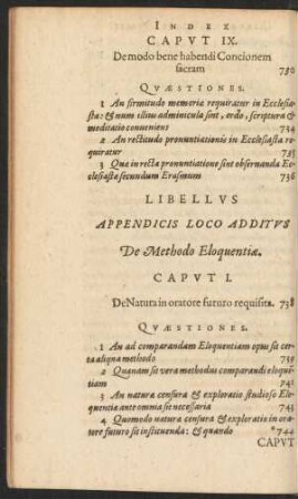 Libellus Appendicis Loco Additus De Methodo Eloquentiae.