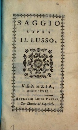 Saggio Sopra Il Lusso