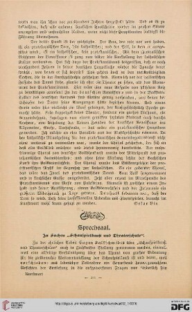 Sprechsaal: in Sachen "Schauspielkunst und Theaterschule"