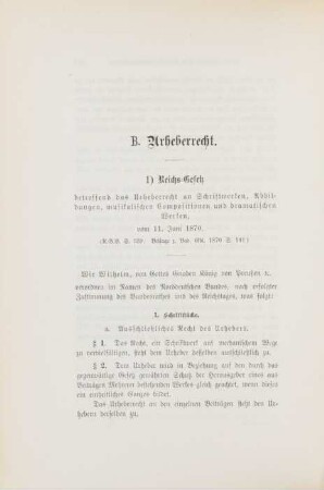 B. Urheberrecht