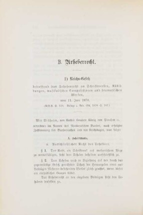 B. Urheberrecht