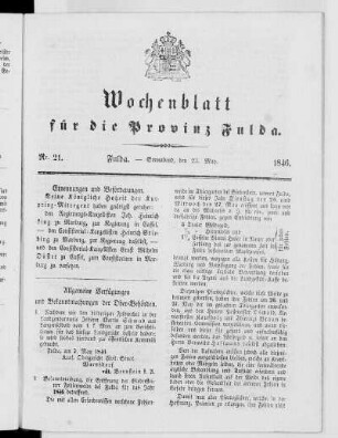 Nr. 21, Ausgabe vom 23. Mai 1846
