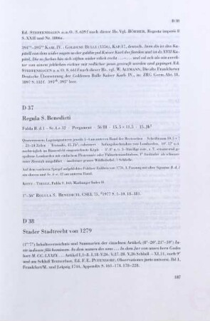 D 37. Regula S. Benedicti