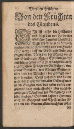 Von den Früchten des Glaubens.