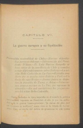 Capítulo VI. - La guerra europea y su liquidación