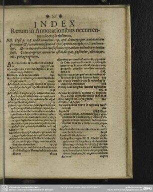 Index Rerum Annotationibus occurrentium locupletissimus