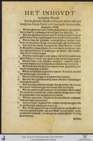 Het Inhoundt des derden ende vierden Boecks
