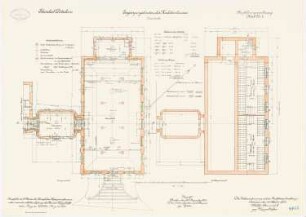 Kadettenhaus der Garnison Potsdam Ergänzungsbauten: Turnhalle: Grundriss Keller, Erdgeschoss 1:100